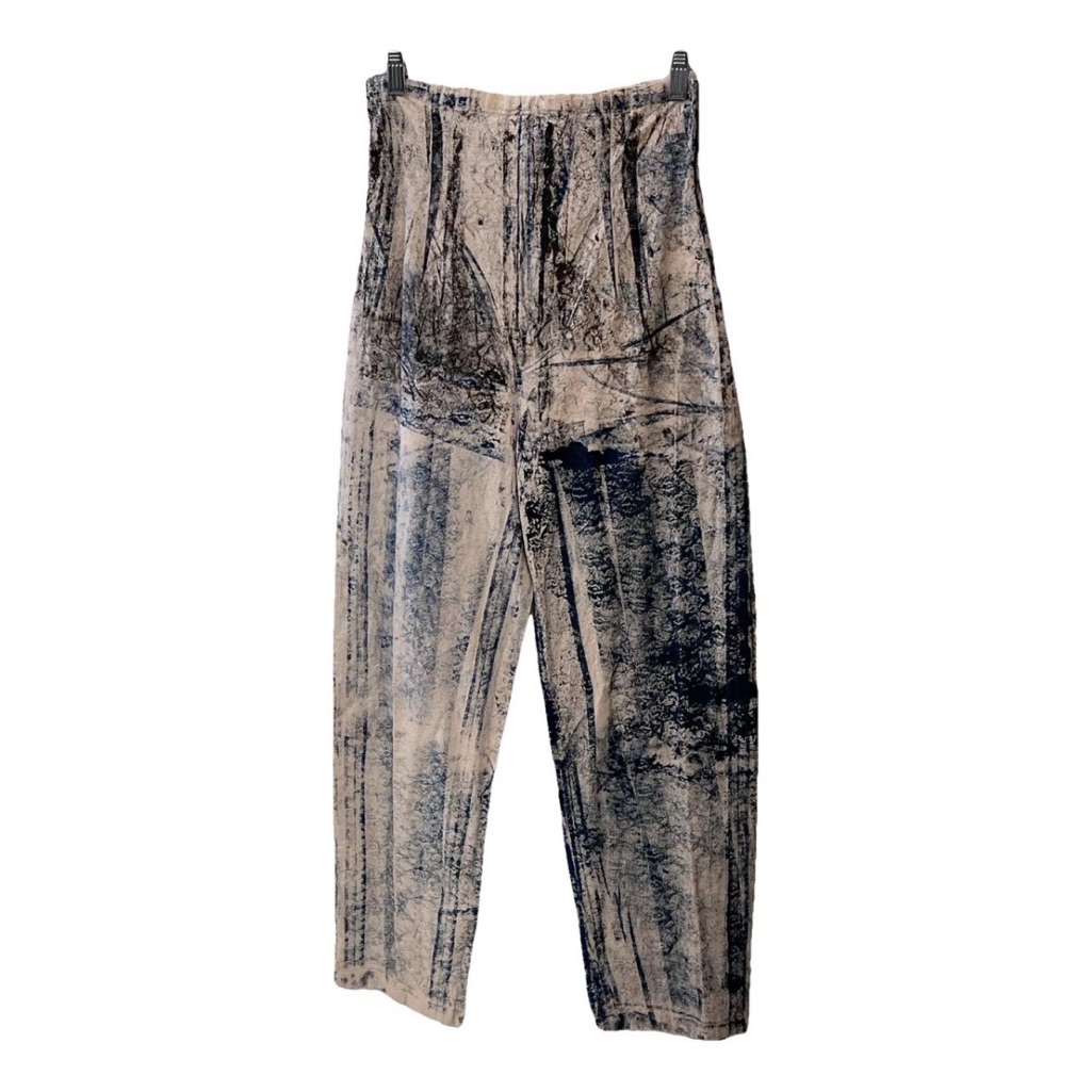 Sc103 Blue And Beige Skinny Cotton Trousers